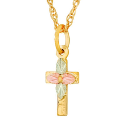 Black Hills Gold Landstroms Womens 10K Gold Cross Pendant Necklace