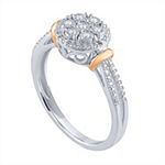 Diamond Blossom Womens 1/6 CT. T.W. Genuine White Diamond 14K Rose Gold Over Silver Sterling Silver Cocktail Ring