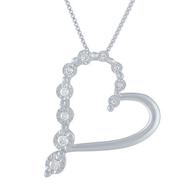 Womens 1/10 CT. T.W. Mined White Diamond Sterling Silver Heart Pendant Necklace