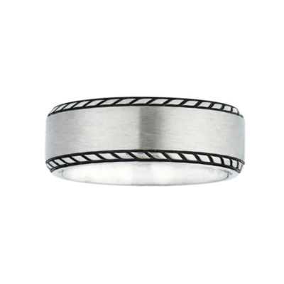 Mens 8MM Stainless Steel Wedding Band