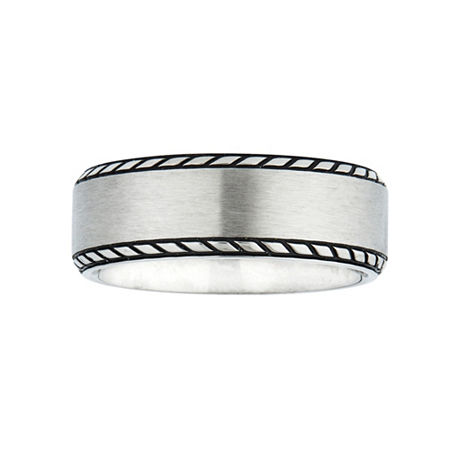 Modern Bride Mens 8mm Stainless Steel Wedding Band In Metallic