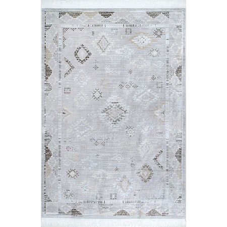 NuLoom Vintage Tribal Maida Fringe Area Rug, One Size, Silver