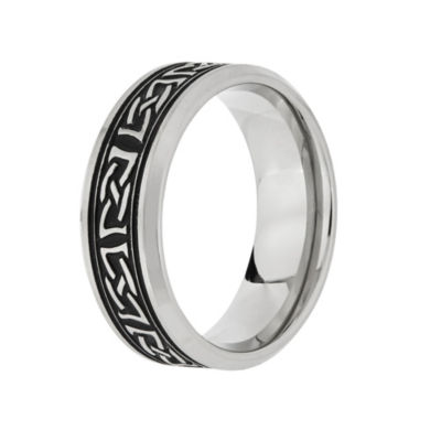 Mens 8MM Stainless Steel Wedding Band