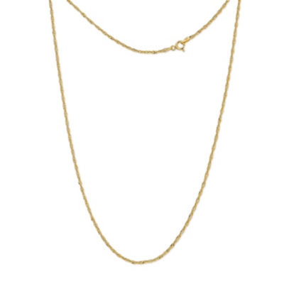 Made in Italy Womens 24K Gold Over Silver Sterling Silver 24 Inch Singapore Chain Necklace