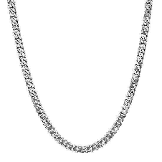 14K White Gold 18 Inch Solid Curb Chain Necklace
