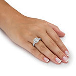 DiamonArt® Womens 2 3/4 CT. T.W. White Cubic Zirconia Platinum Over Silver Round Bridal Set