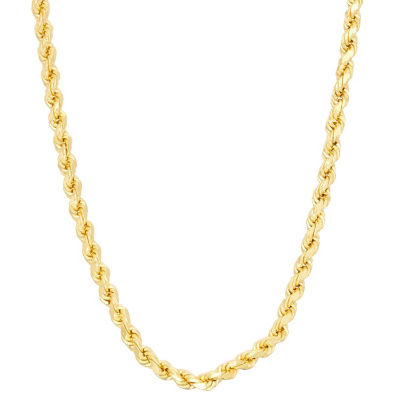 14K Gold Over Silver 20 - 30 Inch Solid Rope Chain Necklace