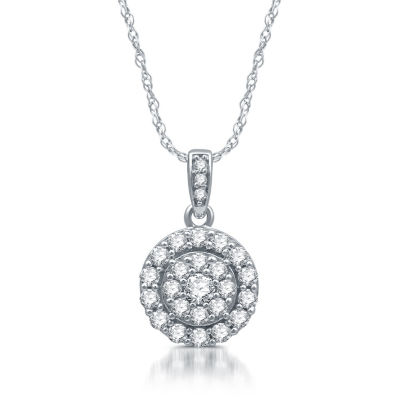 Diamond Blossom Womens 1/2 CT. T.W. Mined White Diamond 10K Gold Round Pendant Necklace