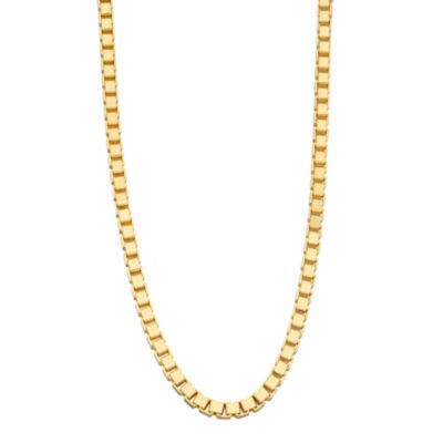 Mens 14K Gold Over Silver 20 Inch Box Chain Necklace