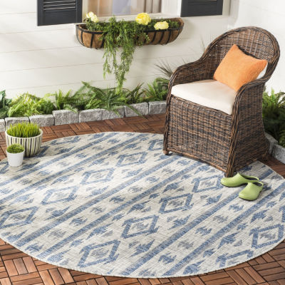 Safavieh Courtyard Collection Easton Geometric Indoor/Outdoor Round Area Rug