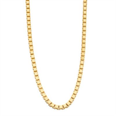 14K Gold Over Silver 24 Inch Solid Box Chain Necklace