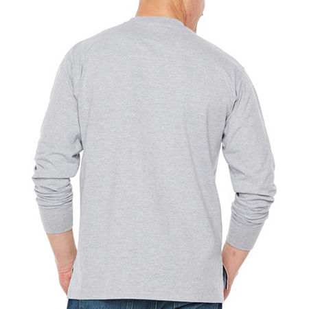 Smiths Workwear Mens Crew Neck Long Sleeve Pocket T-Shirt, Large, Gray