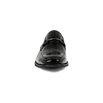 Stacy Adams Blake Mens Leather Moc-Toe Slip-On Dress Shoes, 9 Medium, Black