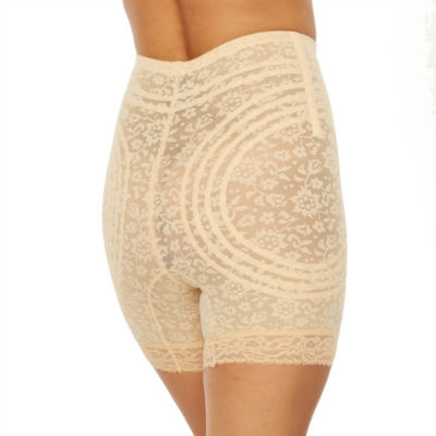 Rago Plus High-Waist Lacette Invisinet Panel Stretch-Lace Thigh Slimmers 6207p