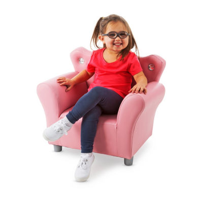 Melissa & Doug Child'S Crown Armchair - Pink Faux Leather Kids Chair