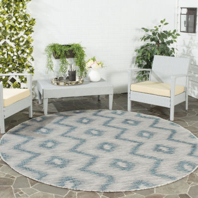 Safavieh Courtyard Collection Lexine Chevron Indoor/Outdoor Round Area Rug