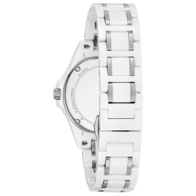 Bulova Marine Star Womens Diamond Accent White Strap Watch 98p172