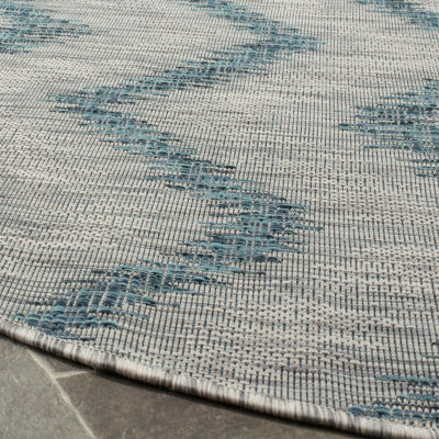 Safavieh Courtyard Collection Lexine Chevron Indoor/Outdoor Round Area Rug