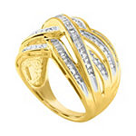 Womens 1 CT. T.W. Genuine White Diamond 10K Gold Crossover Cocktail Ring