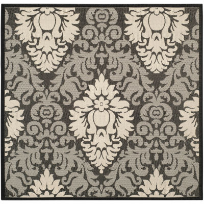 Safavieh Courtyard Collection Louise Damask Indoor/Outdoor Square Area Rug