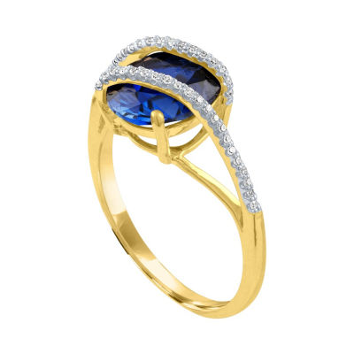 Womens 1/10 CT. T.W. Lab Created Blue Sapphire 10K Gold Cocktail Ring