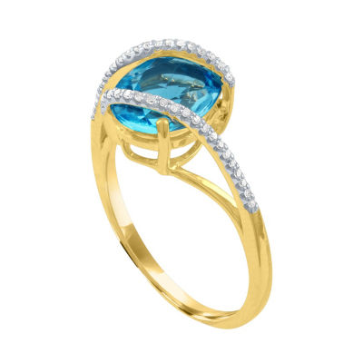 Womens 1/10 CT. T.W. Genuine Blue Topaz 10K Gold Cocktail Ring