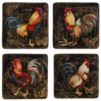 Certified International Gilded Rooster 4-pc. Ceramic Dinner Plate