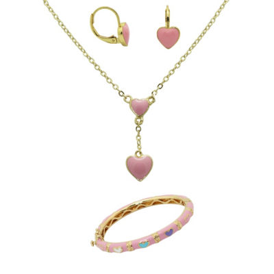Girls 10K Gold Over Brass Heart 3-pc. Jewelry Set