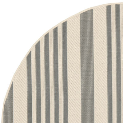 Safavieh Courtyard Collection Santos Stripe Indoor/Outdoor Round Area Rug