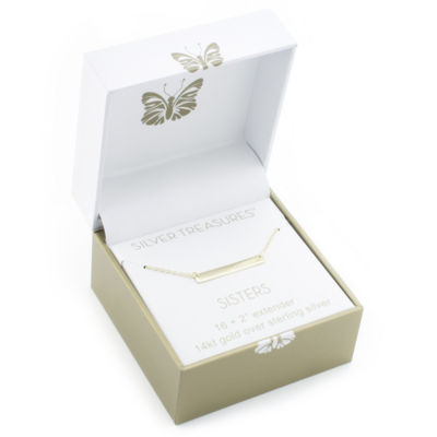Silver Treasures Sister Womens 24K Gold Over Silver Bar 16 Inch Pendant Necklace