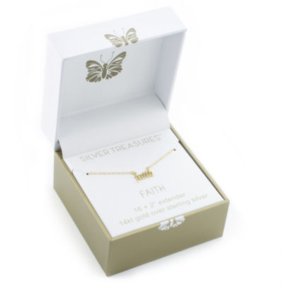Silver Treasures Faith Womens 24K Gold Over Silver 16 Inch Pendant Necklace