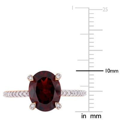 Womens 1/10 CT. T.W. Genuine Red Garnet 10K Rose Gold Cocktail Ring