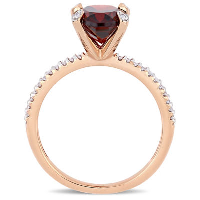 Womens 1/10 CT. T.W. Genuine Red Garnet 10K Rose Gold Cocktail Ring