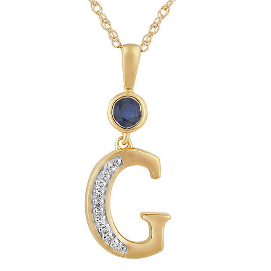 G Womens Lab Created Blue Sapphire 14K Gold Over Silver Pendant ...