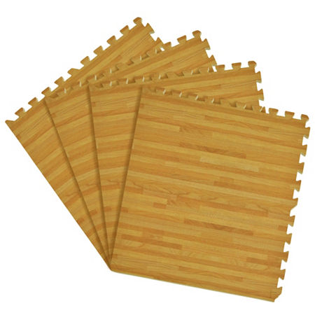 Asstd National Brand Interlocking Foam Anti Fatigue Floor Tiles 4 Tiles/16 Sq. Ft. In Brown