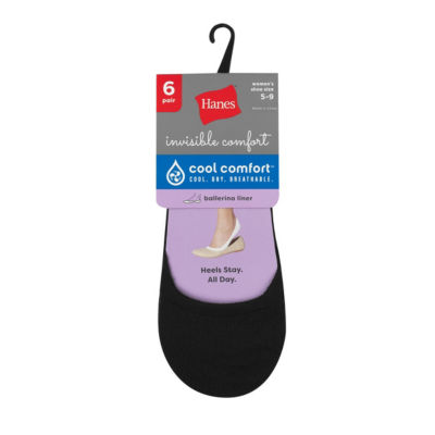 Hanes Invisible Comfort 6 Pair Breathable Liner Socks - Womens