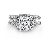 DiamonArt Womens White Cubic Zirconia Sterling Silver Bridal Set, 9, Sterling Silver