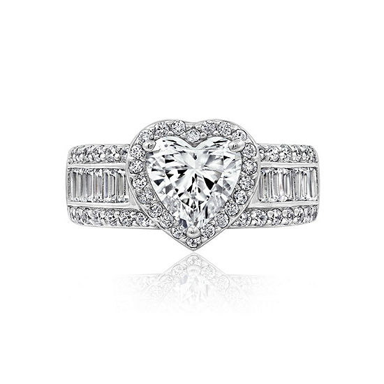 DiamonArt® Womens White Cubic Zirconia Sterling Silver Engagement Ring ...