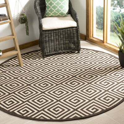 Safavieh Linden Collection Zoie Geometric Round Area Rug, Color: Cream ...
