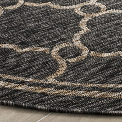 Safavieh Courtyard Collection Ian Geometric Indoor/Outdoor Round Area Rug