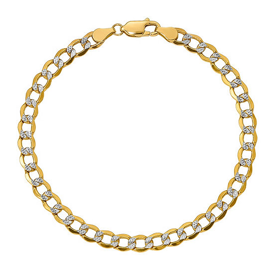 14K Gold 7 Inch Semisolid Curb Chain Bracelet