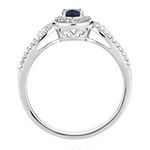 Womens 1/4 CT. T.W. Genuine Blue Sapphire 10K White Gold Cocktail Ring