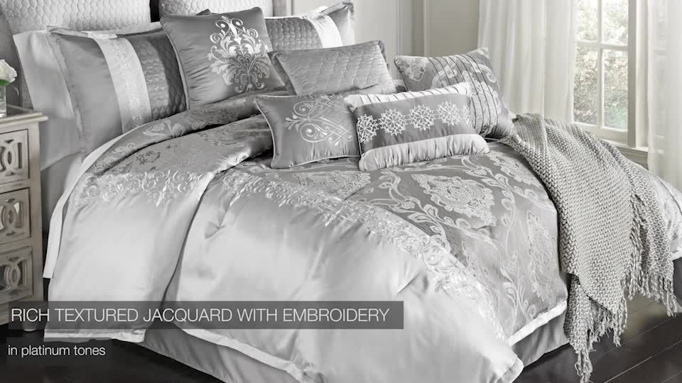 Riverbrook Home Set Copripiumino King Size 12 Pezzi - Lussuoso Kacee Platino - Completo Letto Con Gonna E Cuscini