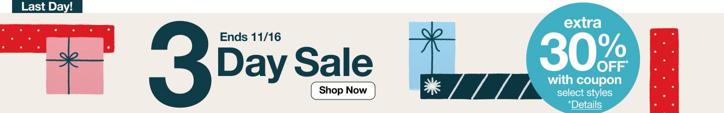 3 Day Sale. Extra 30% Off with coupon