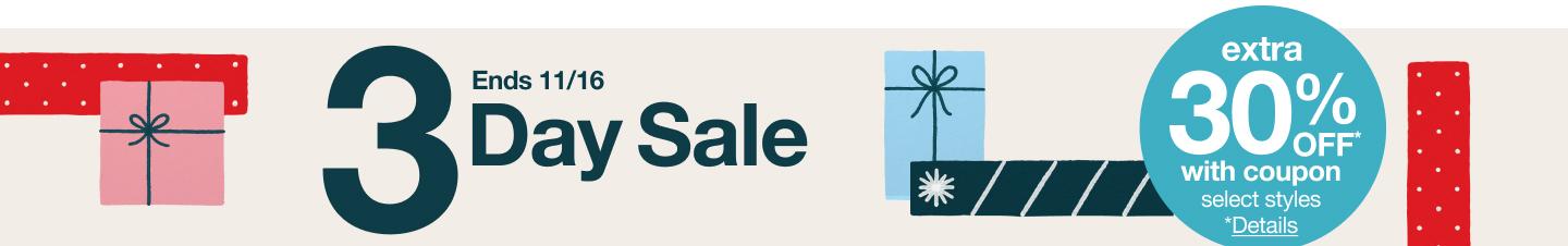 3 Day Sale. Extra 30% Off with coupon