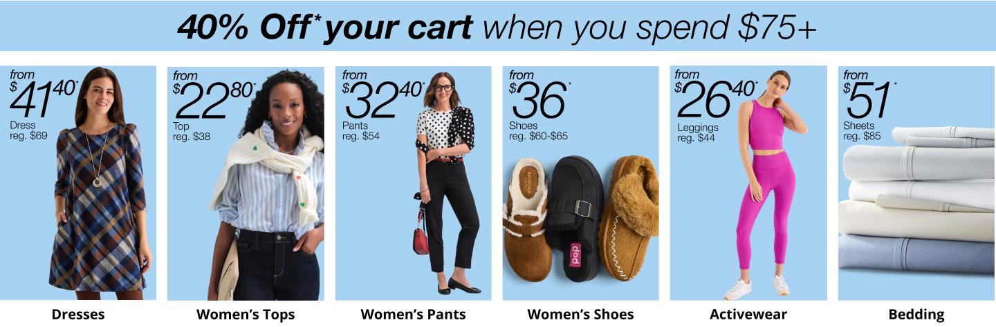 40% Off your cart when you spend $75+