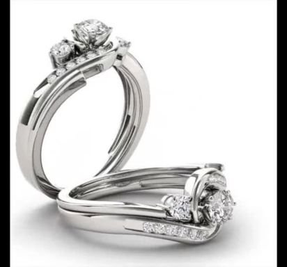 1/2 CT. T.W. Diamond 10K White Gold 3-Stone Bypass Ring Set