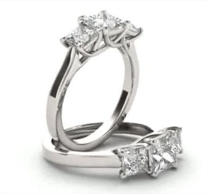 2 CT.T.W. Natural Diamond 14K White Gold 3 Stone Engagement Ring Color White JCPenney