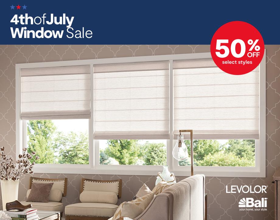 4th of July window sale 50% off select styles levolor and bali
