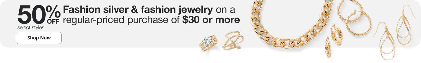 50% off fashion silver & fashion jewelry